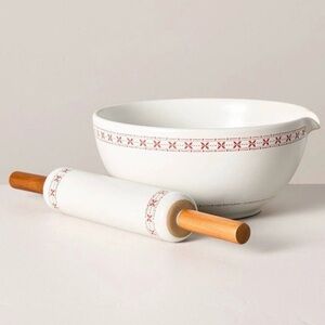 Hearth & Hand Magnolia Christmas 2024 Mixing Bowl & Rolling Pin Holiday Set NEW!